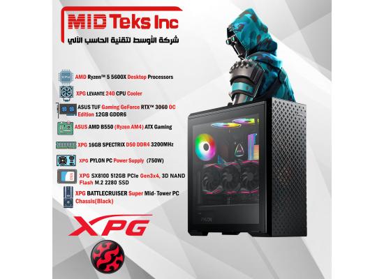 Gaming Desktop (MID-39),AMD Ryzen™ 5 5600X ,DDR4 /32,SSD 512GB,RTX 3060,TUF MB B550,XPG PYLON 750W,XPG DEFENDER PRO